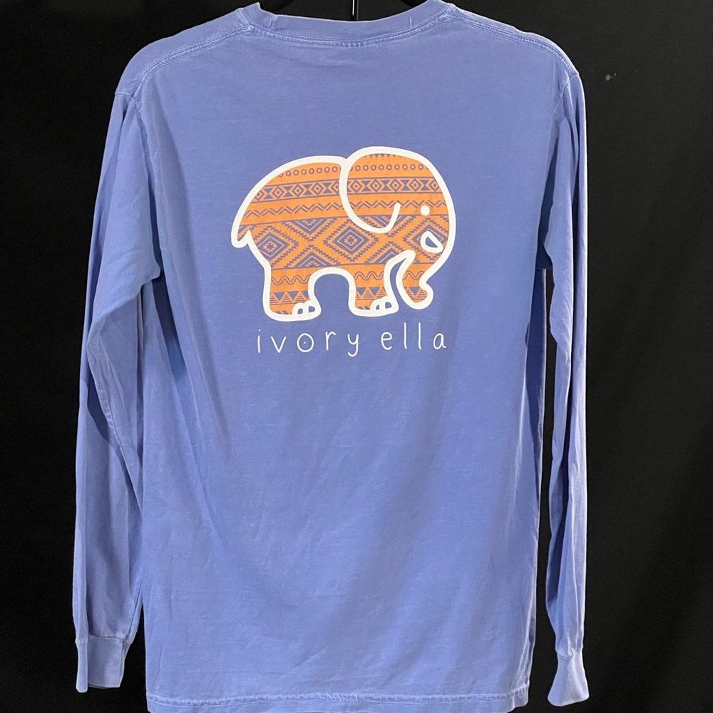 Ivory Ella Light Blue Long Sleeve Comfort Color Pocket Shirt